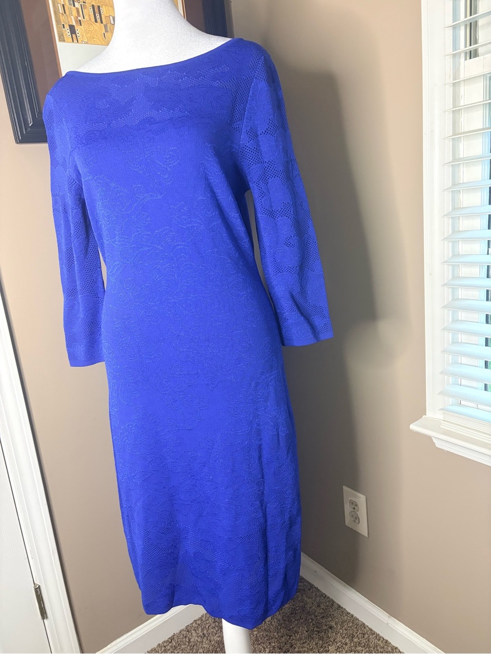 Calvin Klein Cobalt Blue Long Sleeve Sheath Dress